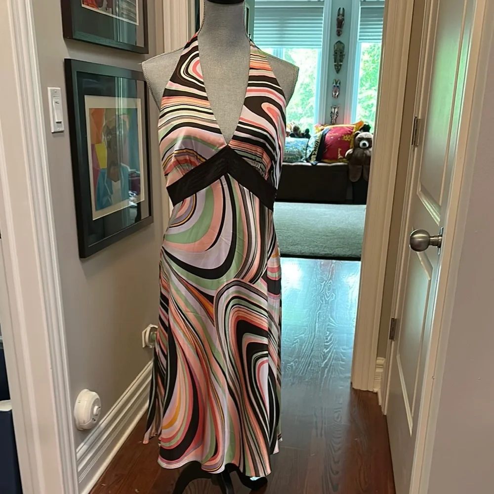 NEW Laundry By Shelli Segal SILK Halter Dress Size 12 - Picture 1 of 7